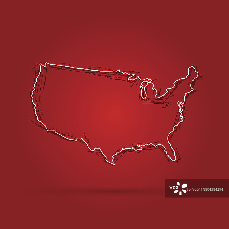 美国地图红色涂鸦辉光背景图片素材