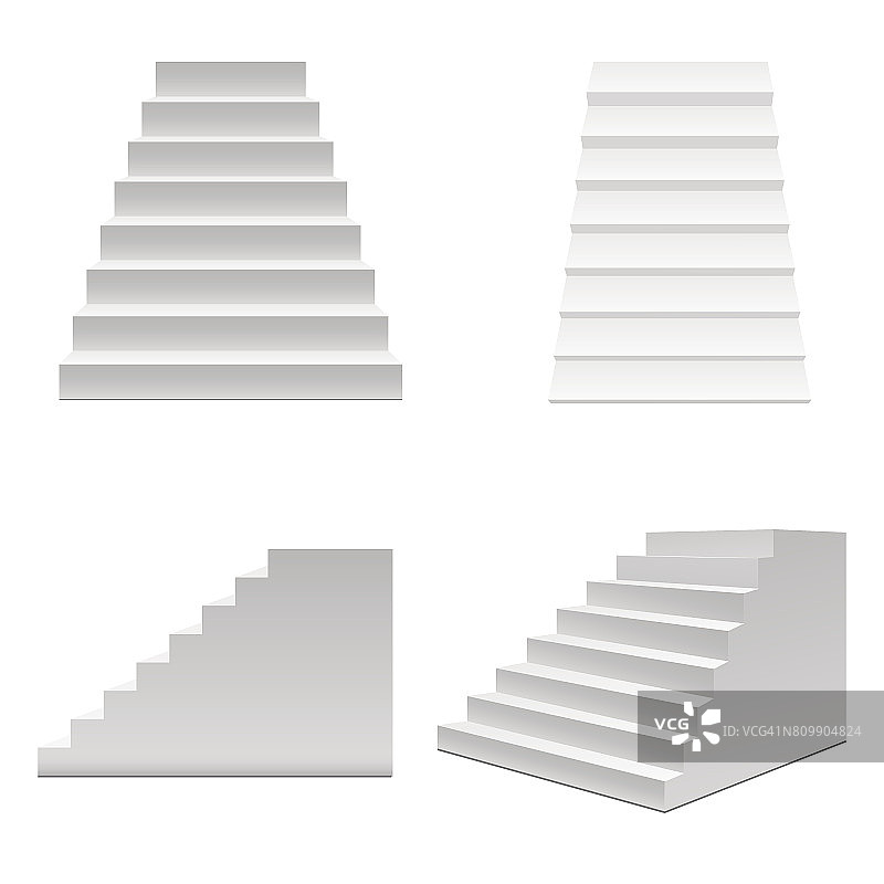 现实模板空白楼梯或楼梯设置。向量图片素材