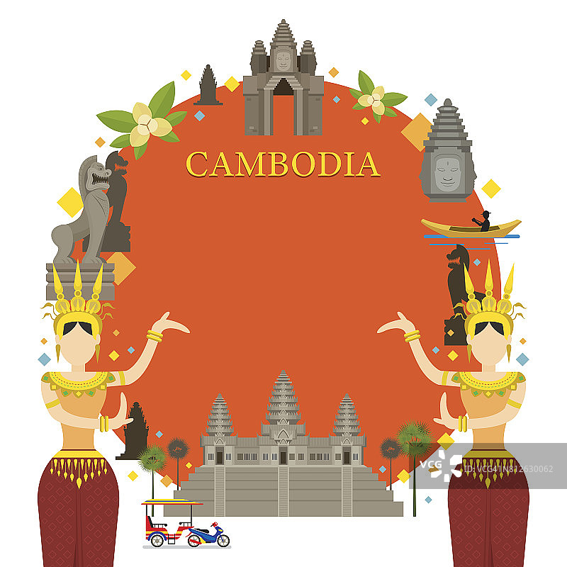 柬埔寨地标，传统舞蹈，框架图片素材