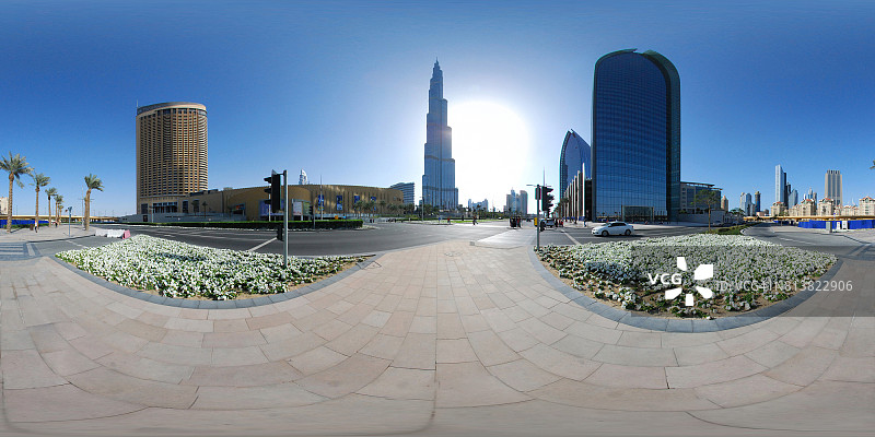360°迪拜市中心，阿联酋图片素材