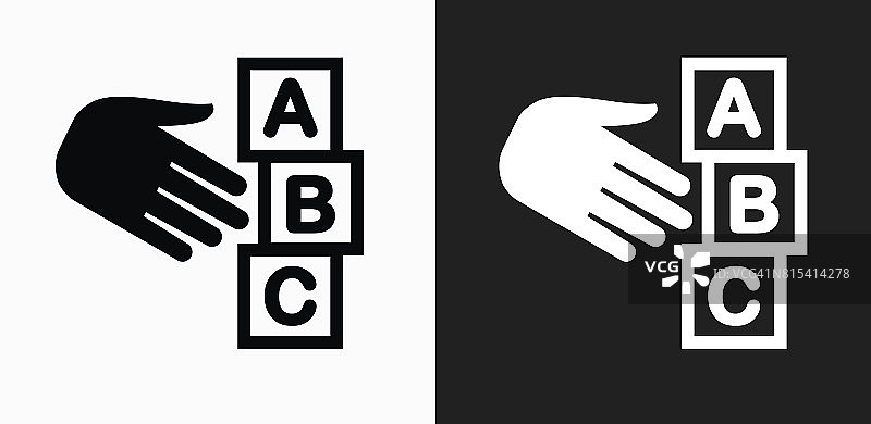 ABC块图标上的黑色和白色矢量背景图片素材