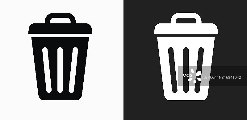 垃圾桶图标上的黑色和白色矢量背景图片素材