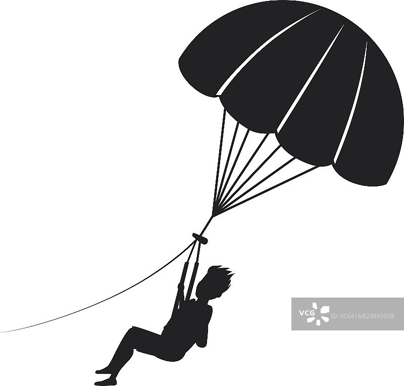 男子滑翔伞剪影矢量插图图片素材