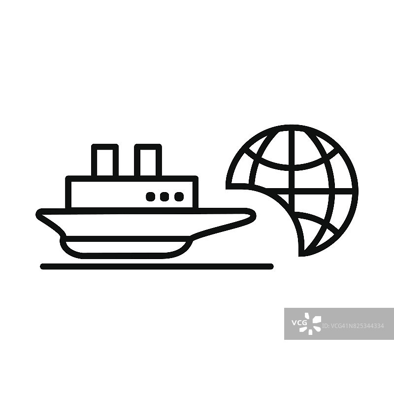 船图标。邮轮，旅游，交付概念，海上船。交通标志孤立在白色背景。图片素材