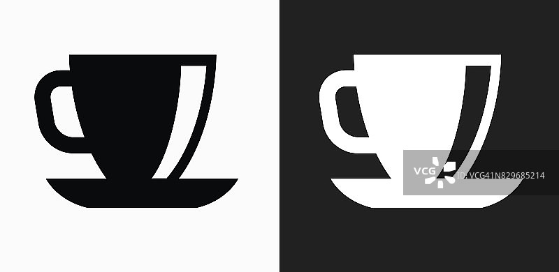 咖啡图标上的黑色和白色矢量背景图片素材