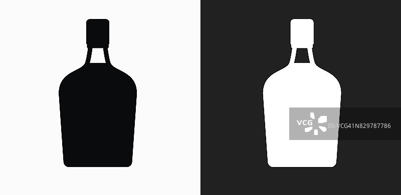 酒瓶图标上的黑色和白色矢量背景图片素材
