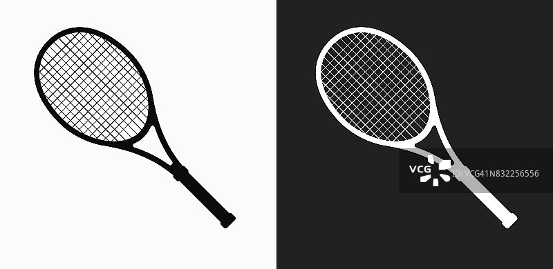 网球图标在黑色和白色矢量背景图片素材