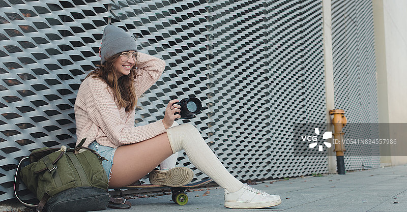 溜冰者女孩摄影师图片素材
