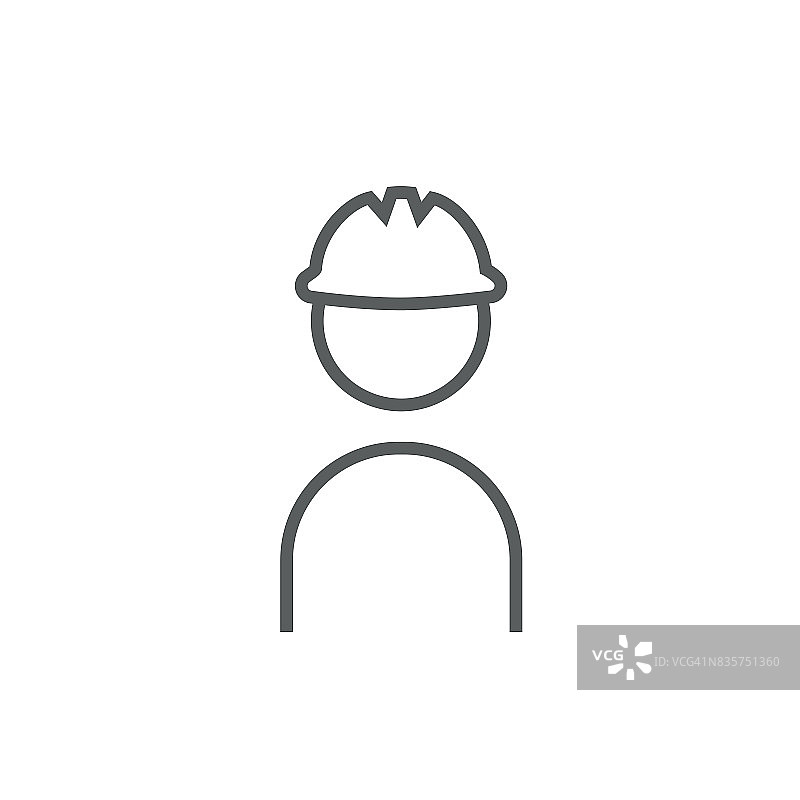 工人戴安全帽线图标图片素材