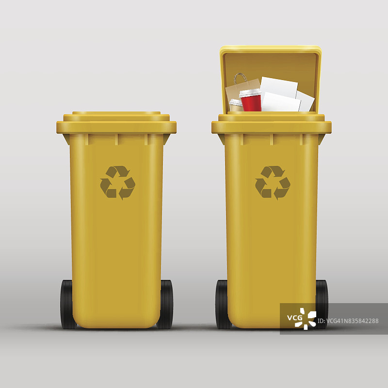 黄色回收垃圾箱图片素材