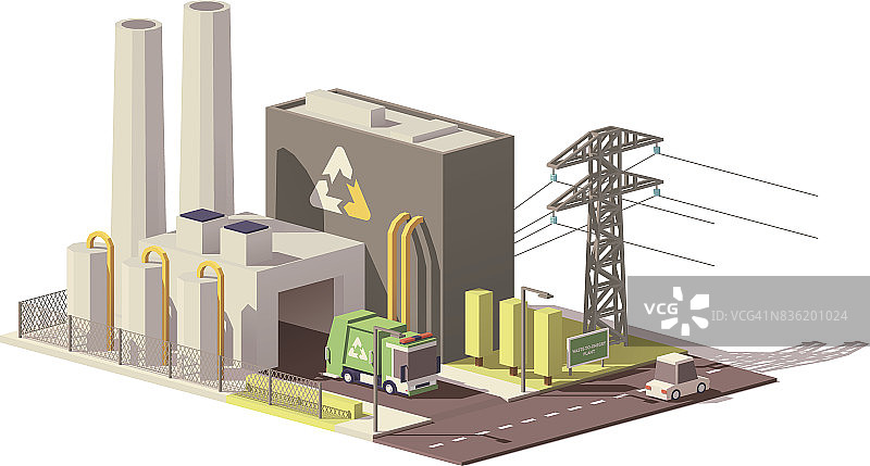 向量低聚废物能源工厂图片素材