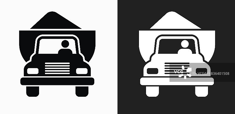 收割卡车图标在黑色和白色矢量背景图片素材