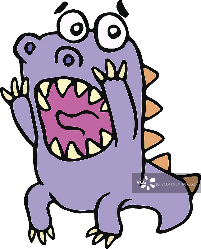 可爱的紫色龙在恐慌。矢量插图。图片素材