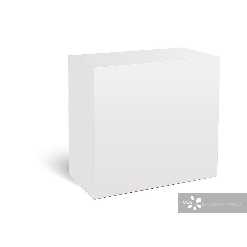 空白垂直纸盒模板立在白色背景上。矢量插图。图片素材