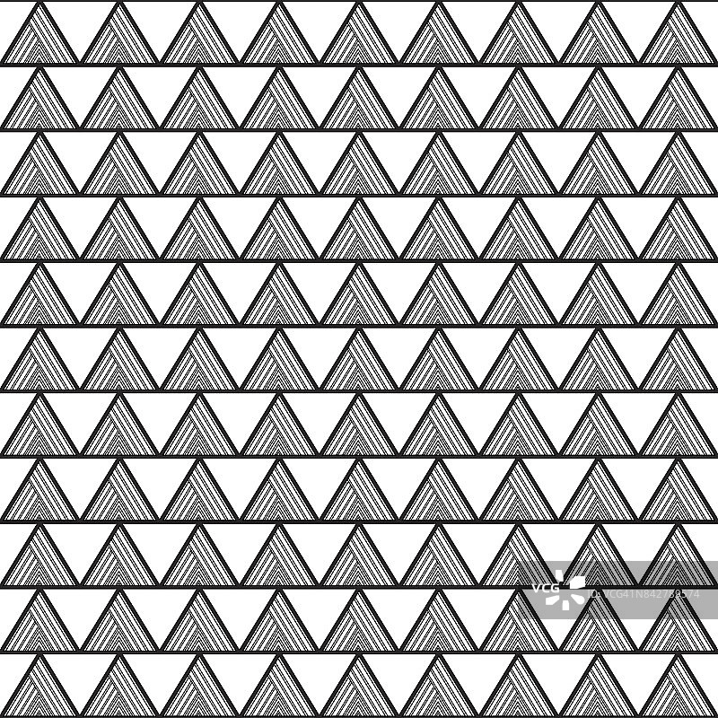 黑色三角形阿兹特克无缝在白色背景。矢量图图片素材