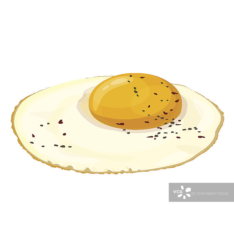 煎蛋与辣椒孤立在白色背景矢量插图。图片素材