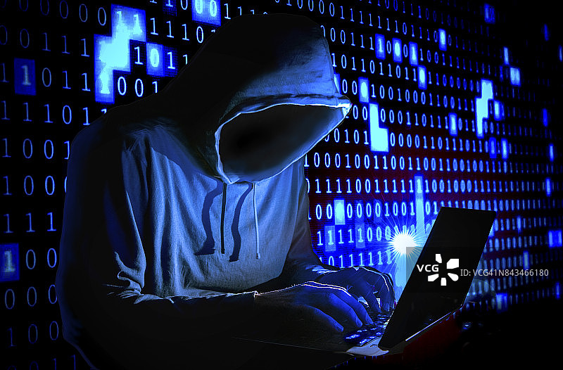 蓝色的电脑黑客图片素材