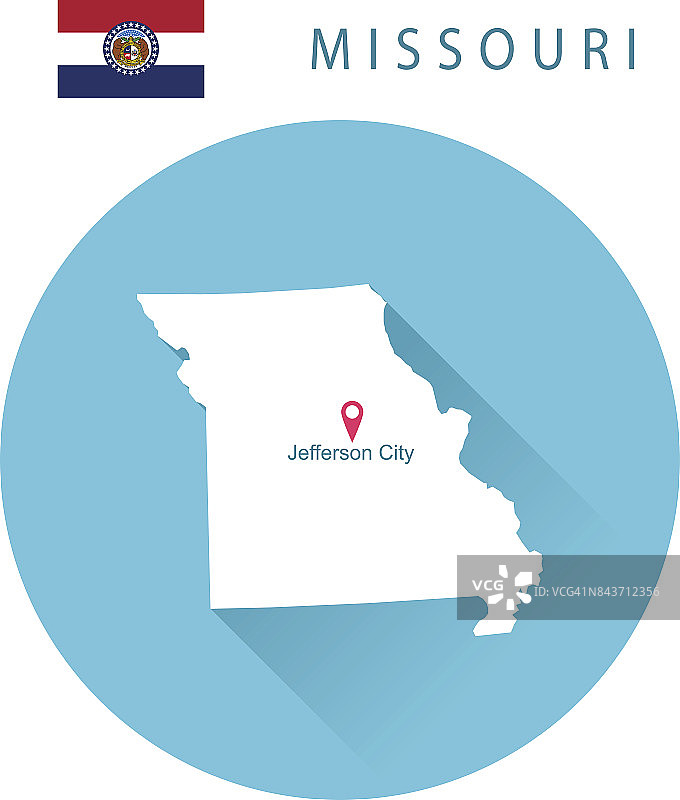 美国密苏里州的地图和旗帜图片素材