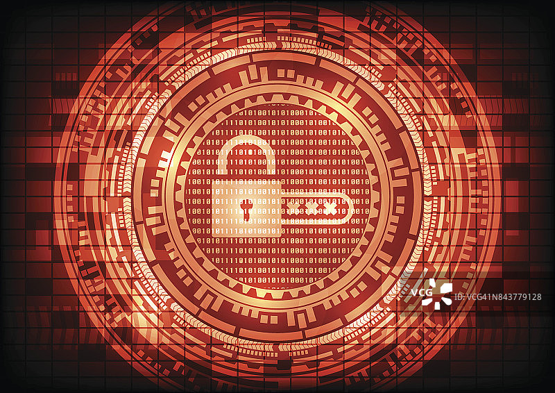 恶意软件勒索病毒加密文件和显示钥匙挂锁与二进制代码和齿轮背景。矢量图解网络犯罪与网络安全概念。图片素材