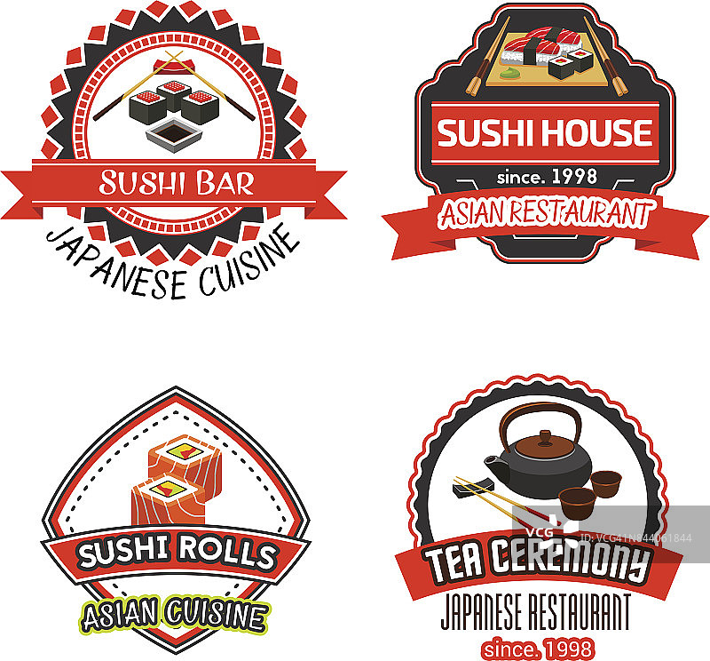 矢量图标设置为日本寿司餐厅图片素材