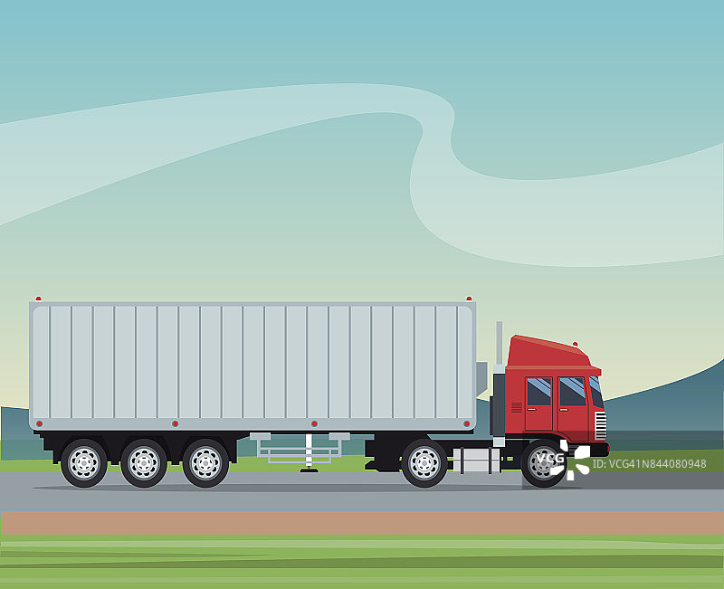 卡车拖车集装箱运送运输道路农村背景图片素材