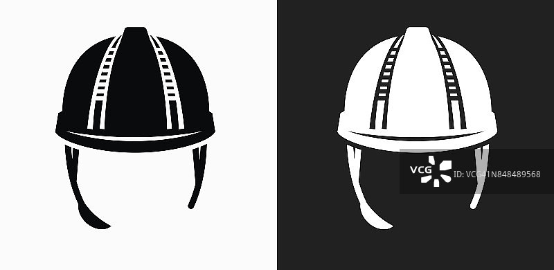 头盔图标上的黑色和白色矢量背景图片素材