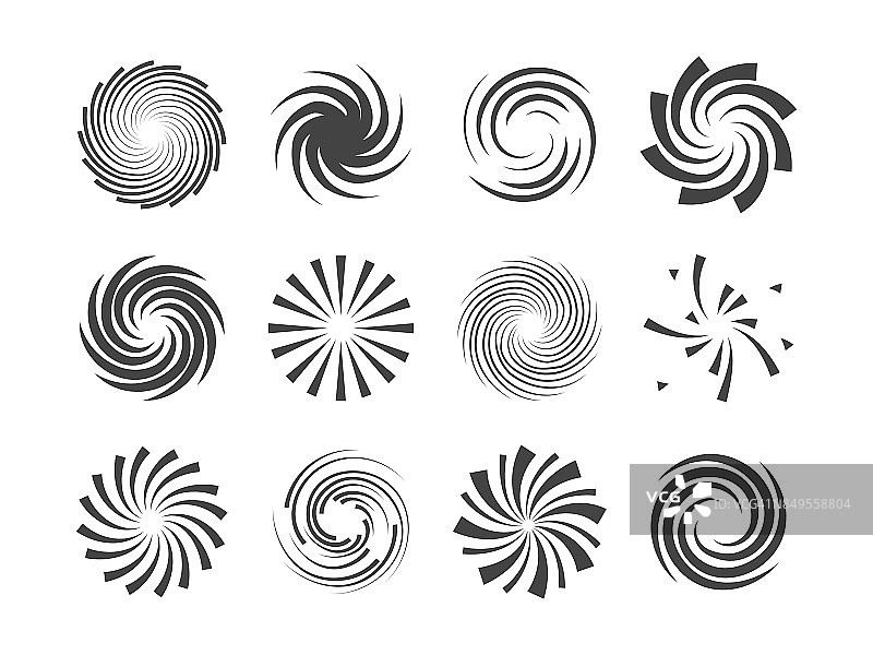 螺旋和旋流运动扭圈设计元素集图片素材