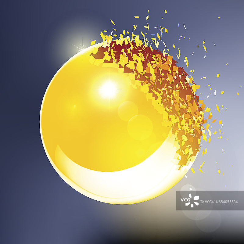 金色3D球爆炸成碎片图片素材