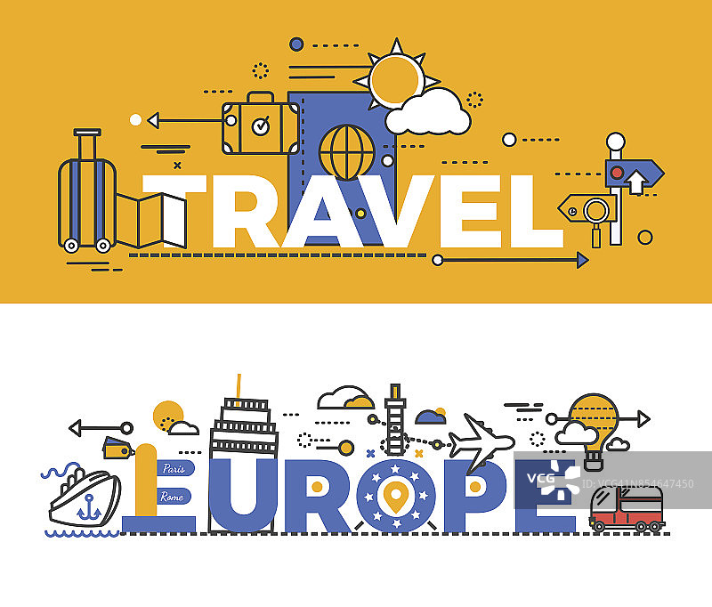 旅行欧洲设计平面概念图片素材