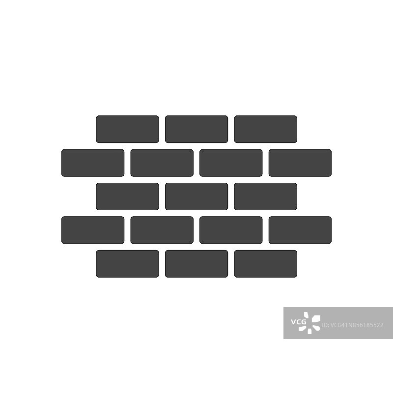 墙砖图标在平面风格孤立的白色背景。符号说明。图片素材