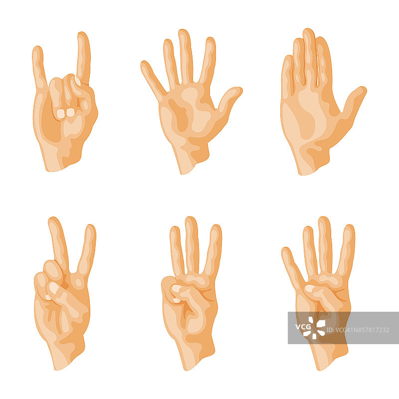手聋哑人不同手势人手臂人沟通信息矢量插图图片素材