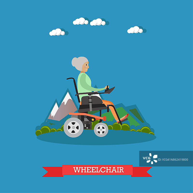轮椅矢量插图在平面风格图片素材