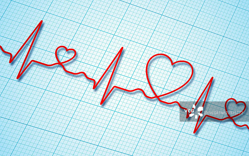 心电图和心脏形态背景(健康概念)图片素材