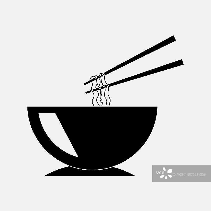 图标杯面条用筷子，面条palochkami美味的食物图片素材
