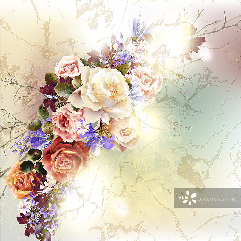 Vector可爱的玫瑰在复古风格的设计图片素材