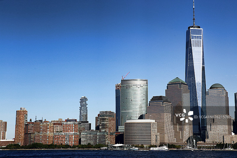 下曼哈顿(纽约市)的天际线从保卢斯胡克在新泽西，美国图片素材