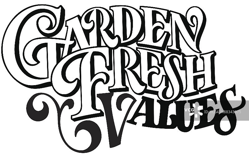 标题，Garden Fresh Values，卷轴图片素材