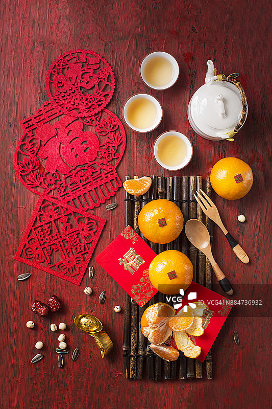 中国新年吃喝静物。图片素材