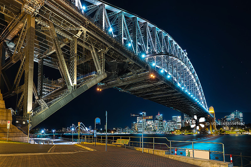 悉尼海港大桥的夜景从Kirribilli点，澳大利亚图片素材