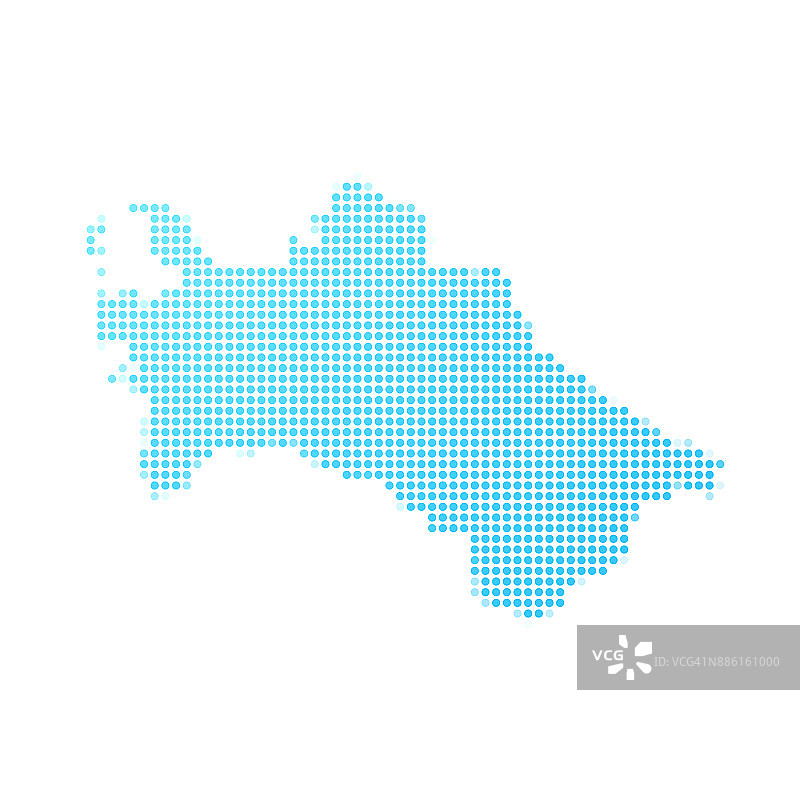 土库曼斯坦地图上的蓝点在白色的背景图片素材