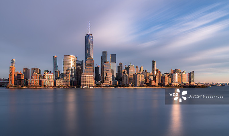 纽约，曼哈顿日落天际线，美国图片素材