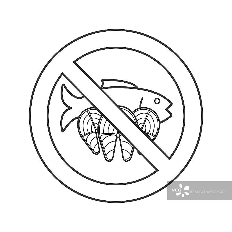 禁止标志与鲑鱼的图标图片素材