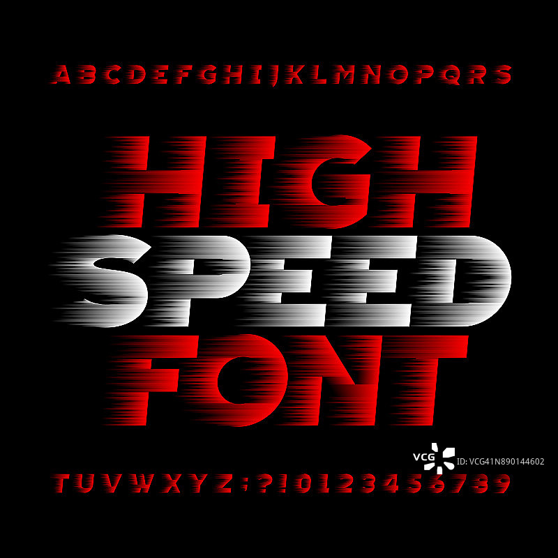 高速字母矢量字体。风效应型字母。图片素材
