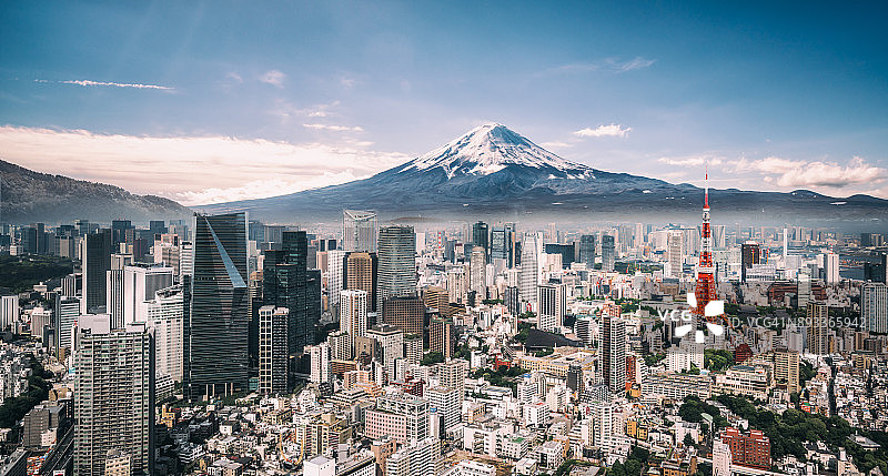 富士山和东京天际线图片素材