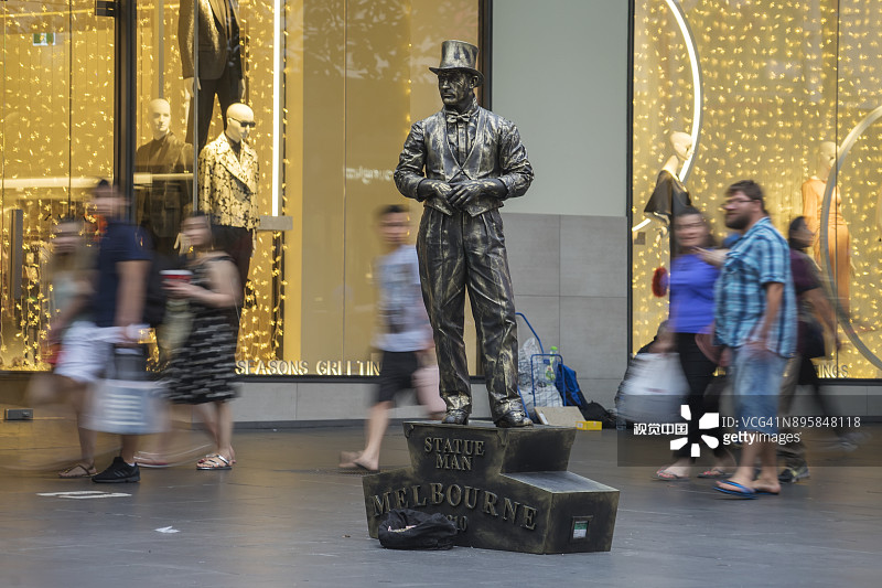 博克街购物中心-雕像人墨尔本图片素材