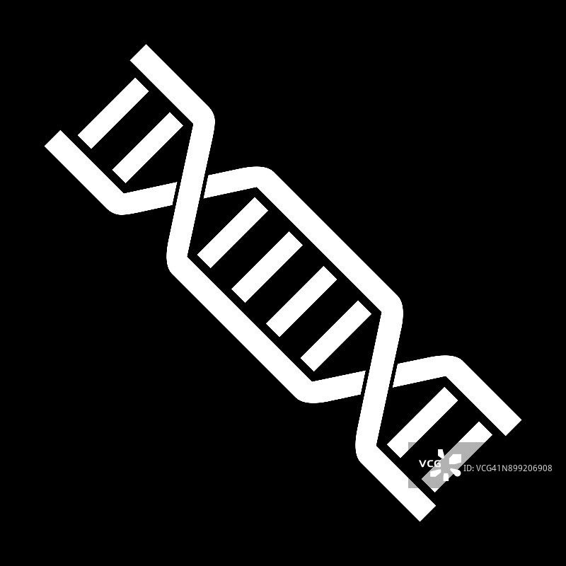 DNA图标符号设计。平面矢量插图孤立在黑色背景。DNA螺旋图片素材