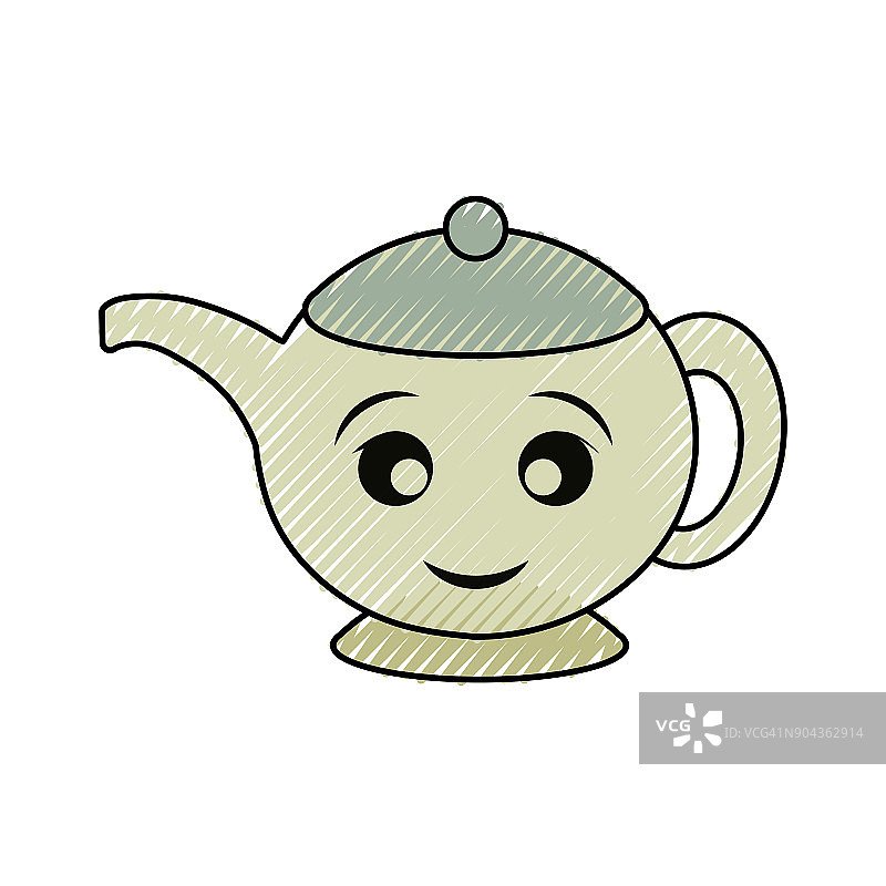 卡哇伊茶壶矢量插图图片素材
