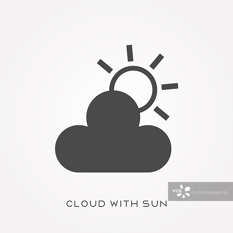 剪影的图标云与太阳图片素材