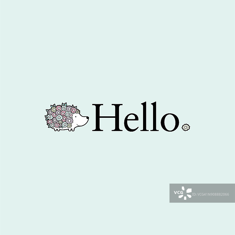 Hello刺猬涂鸦向量上的绿色背景图片素材