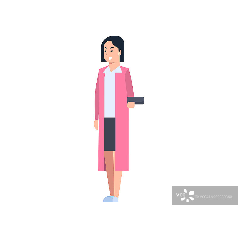 年轻的亚洲女性中国或日本女性穿着现代休闲服装全长孤立图片素材